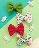 Knotty Ribbons Set Of 4 Floral Printed Alligator Bow Hair Clips - Pink & Green