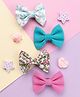 Knotty Ribbons Set Of 4 Floral Printed Alligator Bow Hair Clips - Light Pink & Blue
