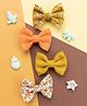 Knotty Ribbons Set Of 4 Floral Printed Alligator Bow Hair Clips - Orange & Mustard Yellow