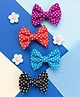 Knotty Ribbons Set Of 4 Polka Dots Printed Alligator Hair Clips - Red Blue Black