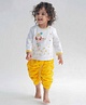 Tiber Taber Full Sleeves Lord Krishna Embroidered Kurta Dhoti - White