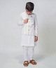 Tiber Taber Full Sleeves Hearts Embroidered Kurta Pajama With Jacket - White