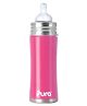 Pura Kiki Stainless Steel Bottle With Natural Vent Nipple  Pink - 325 ml