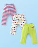 Babyhug Cotton Full Length Diaper Leggings Airplane Printed Pack of 3 - Green & White
