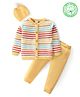 Babyhug Organic Cotton Full Sleeves Striped Baby Sweater Set with Cap - Multicolor