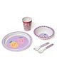 Mi Arcus Baby 100% Melamine Dinner Set, Fruit Print, Pack of 5,Plate,Bowl,Glass,Fork,Spoon - Purple, Suitable for Ages 6 Months+