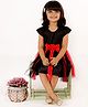 KIDSDEW Cap Sleeves Solid Corsage Applique Party Dress - Black