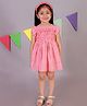 KIDSDEW Puffed Cap Sleeves Seamless Rainbow Heart Foil Printed & Ruffled Bodice Detailed Fit & Flare Dress With Coordinating Headband & Bloomer - Peach