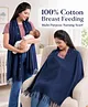 Babyhug 100% Cotton Breastfeeding Nursing Cover Stole for Moms with Solid Print | Multi-Purpose Feeding Scarf | Easy Button Closure | Shawl for Moms with Tassels | Privacy Cover - Navy Blue