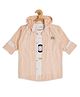 CAVIO Full Sleeves Hooded Shirt With Geometric Abstract Printed Tee - Pink
