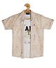 CAVIO Half Sleeves Paisley Printed Shirt With Text Printed Tee - Cream