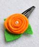 Pretty Ponytails Rose Flower With Pearl Leaf - Orange, White & Green