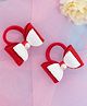Ribbon Candy Pack Of 2 Shimmer Pearl Applique Bow Styled Hair Rubber Bands - Red White