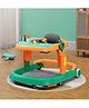 Multi Function Cushioned Seat Adjustable Height Baby Walker with Toy Bar & Music - Orange & Green