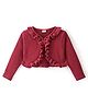Babyhug Full Sleeves Wollen Shrug - Dark Pink