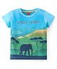 Babyhug Cotton Half Sleeves T-Shirt Jungle Safari Print - Blue