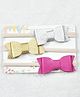 Kidofash Set Of 3  Texture Shimmer Bow Embellished Headbands - Gold, Silver, Dark Pink