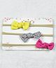 Kidofash Set Of 3 Striped Designed & Bow Embellished Headbands - White & Dark Pink