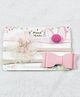 Kidofash Pack Of 3 Bow Pom Pom & Flower Applique Headbands - Pink White Peach