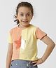 Kate & Oscar Cut And Sew Contrast Star Printed T-Shirt - Peach