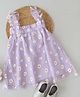 Qvink Frilled Sleeveless Daisy Floral Printed Dress - Purple