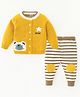 Kookie Kids Full Sleeves Sweater Set Stripes & Bear Design- Yellow