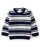 Babyhug Knitted Full Sleeves Striped Sweater - Navy & White