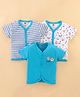 Simply Interlock Cotton Half Sleeves Vests Stripes & Bear Print Pack of 3 - Blue & White
