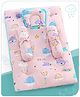 Babyhug 100% Premium Cotton Baby Bedding Set Whale Print - Pink| New Born Gifting Option| For Boys and Girls| Pillow and Bolsters| Light Weight and Travel Friendly| Baby Safe Material| Delicate on Baby's skin| Versatile Use| Use on Floor Cribs Cots o