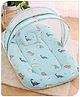 Babyhug Cotton Bedding Set with Mosquito Net Dino Print- Sea Green