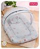Babyhug Cotton Bedding Set with Mosquito Net Bunny Print- Blue