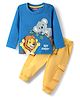 Babyhug 100% Cotton Knit Full Sleeves Lion & Koala Bear Printed T-Shirt & Lounge Pant Set - Blue & Yellow