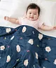 Babyhug Lightweight Single Ply Mink Blanket Sheep Print - Navy Blue