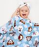 Babyhug Single Ply Mink Blanket Animal Faces Print - Blue