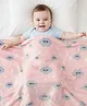 Babyhug Lightweight Single Ply Mink Blanket Star Cloud Print -Light Pink