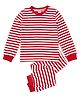 Unicorns Full Sleeves Candy Striped Night Suit - Red