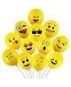 Bubble Trouble Face Expression Latex Rubber Emoji Balloon Pack of 30 - Yellow