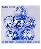 Bubble Trouble Transparent Balloons Bouquet Combo with Re Filled Confetti & Ribbons Pack of 20 - Blue