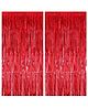Bubble Trouble Metallic Foil Solid Fringe Curtains Pack of 2 - Red