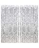 Bubble Trouble Metallic Foil Solid Fringe Curtains Pack of 3 - Silver