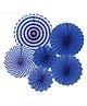 Bubble Trouble Western Printed Paper Fan Decoration Pack of 6 - Blue