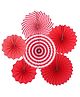 Bubble Trouble Western Printed Paper Fan Decoration Pack of 6 - Red