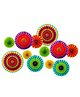 Bubble Trouble Western Printed Paper Fan Decoration Pack of 6 - Multicolor