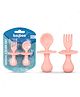 Baybee Silicone Baby Feeding Spoon & Fork Set Non-Toxic BPA Free Training Feeding Spoon Set for toddlers - Pink