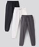 Primo Gino 100% Cotton Ankle Length Solid Track Pants Pack Of 3 -Black White & Grey