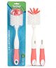 Baybee 2 in 1 Bottle & Nipple Cleaning Brush with Easy Grip 360 Degree Rotating Long Handle Milk Bottle Cleaner Brush - Pink