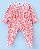 Child World Interlock Full Sleeves Floral Print Sleep Suit - Peach