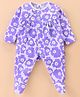 Child World Interlock Full Sleeves Floral Print Sleep Suit - Blue