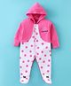 Child World Cotton Interlock Full Sleeves Hooded Footed Sleep Suit Polka Dots Print - Pink