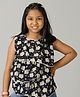 Kiddopanti Sleeveless Floral Printed Top - Navy Blue